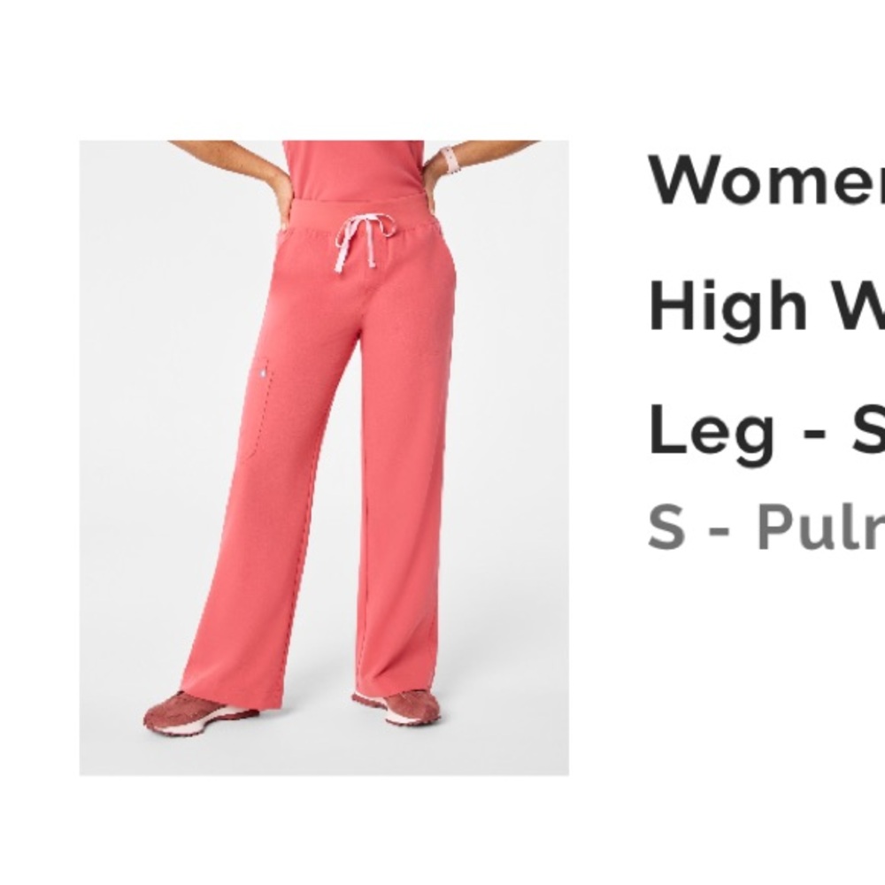 Figs Isabel Wide Leg Scrub Pants Small Pulmonary Pink